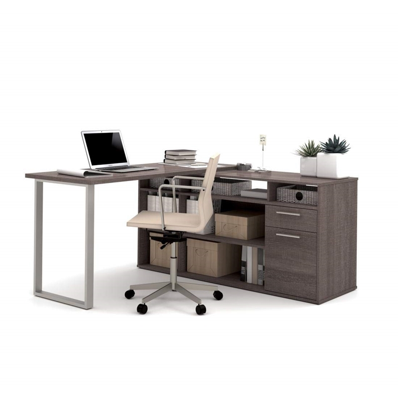 Atlin Designs L-Shaped Desk in Bark Gray