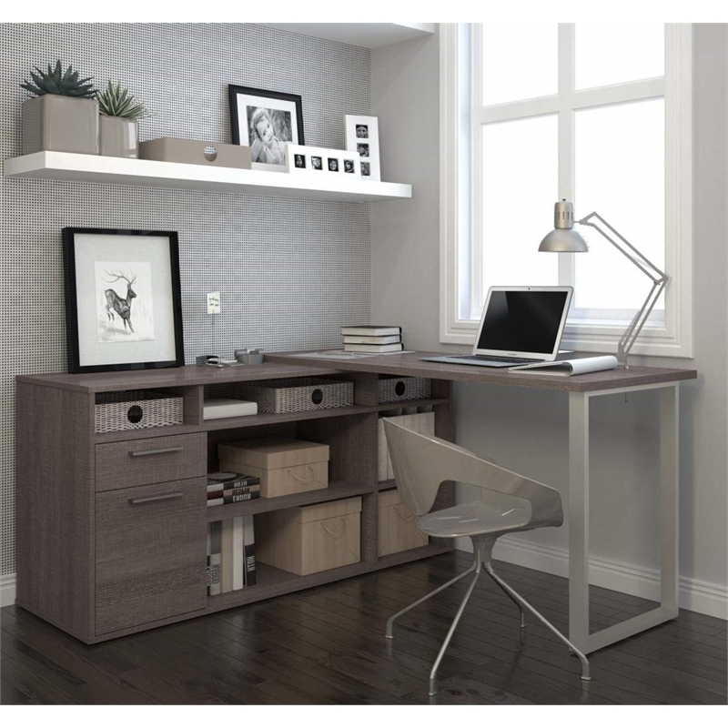 Atlin Designs L-Shaped Desk in Bark Gray