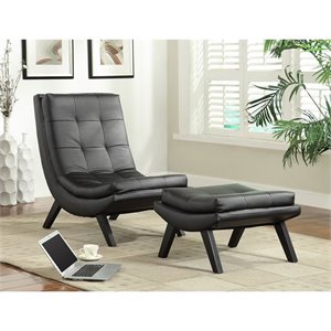 atlin designs faux leather lounge chair and ottoman set in black