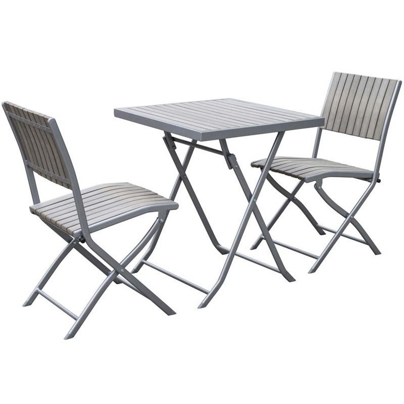 Atlin Designs 3 Piece Folding Patio Bistro Set In Bleached Gray Ad Atlin Designs 3 Piece Folding Patio Bistro Set In Bleached Gray