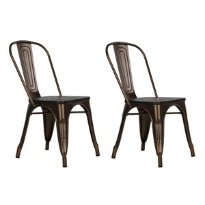 atlin designs metal dining chair with wooden seat (set of 2)