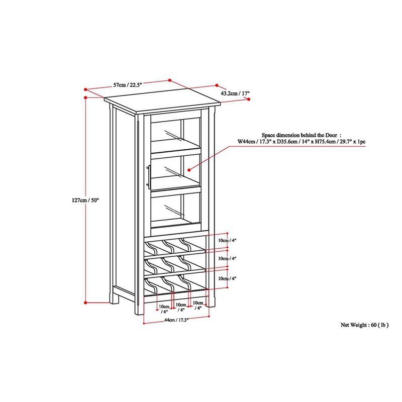 Atlin Designs Wine Rack Cabinet in Tobacco Brown