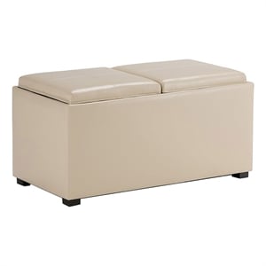 Atlin Designs 5-Piece Modern Faux Leather Storage Ottoman in Cream