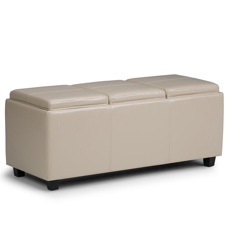 Atlin Designs Faux Leather Storage Bench in Cream