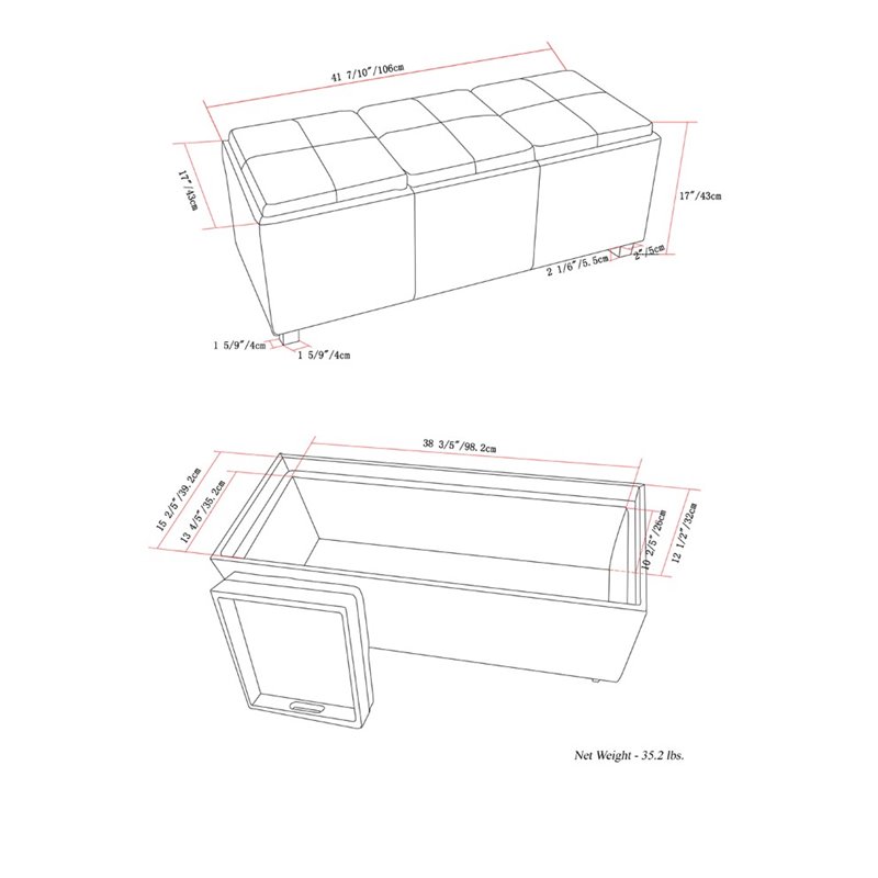 Atlin Designs Storage Bench in Gray