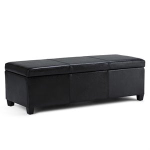 Atlin Designs Faux Leather Storage Bench in Black