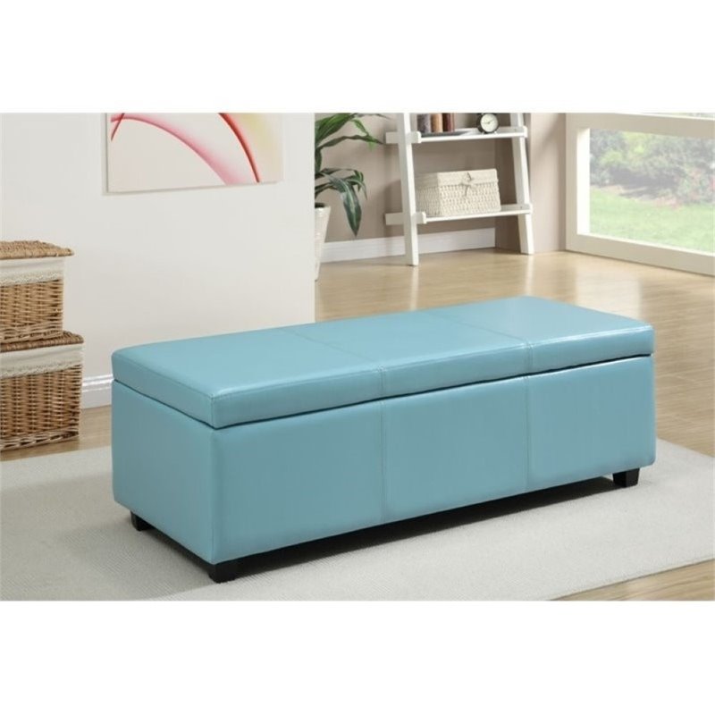 Atlin Designs Faux Leather Storage Bench in Blue
