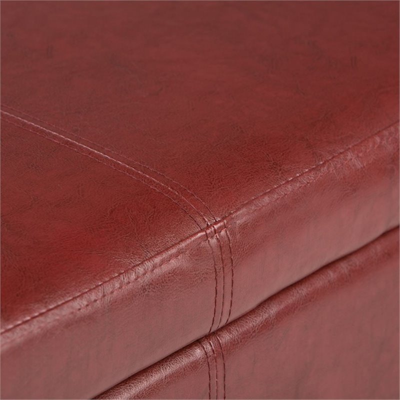 Atlin Designs Faux Leather Storage Bench in Red