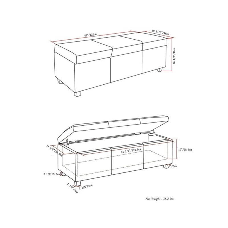 Atlin Designs Faux Leather Storage Bench in Red