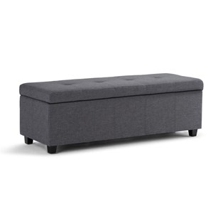 Atlin Designs 48&quotW Linen Upholstered Storage Bench in Slate Gray