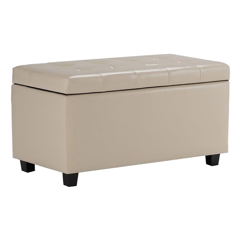 Atlin Designs Transitional Faux Leather Storage Bench in Cream