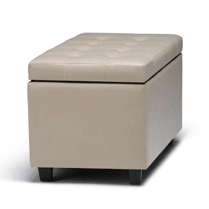 Atlin Designs Transitional Faux Leather Storage Bench in Cream