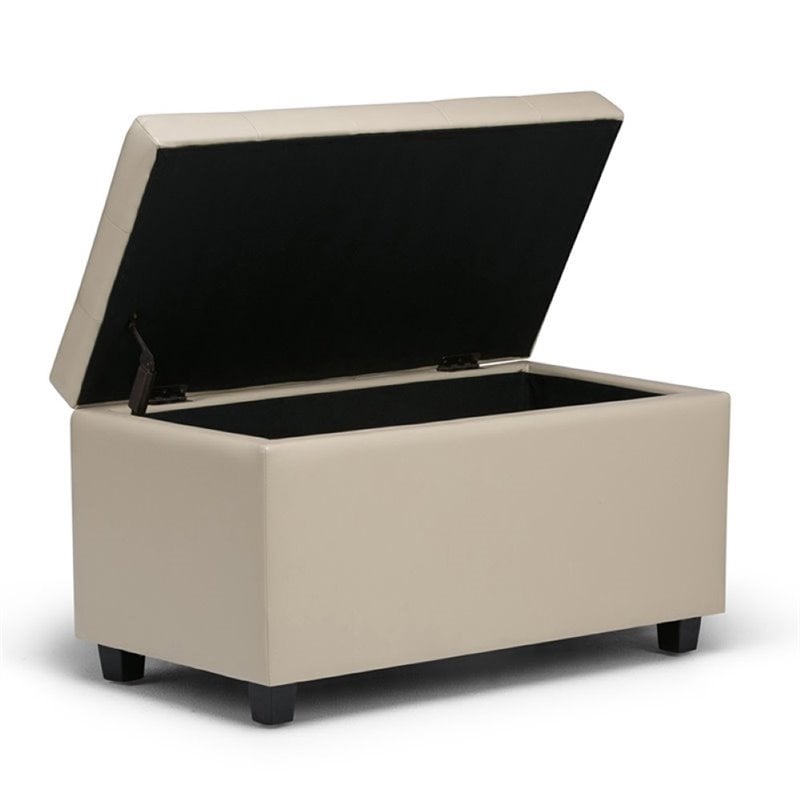 Atlin Designs Transitional Faux Leather Storage Bench in Cream