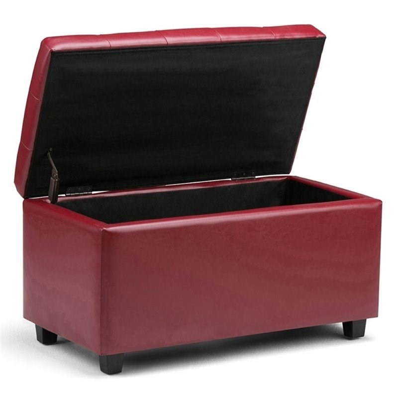 Atlin Designs Faux Leather Storage Bench in Red