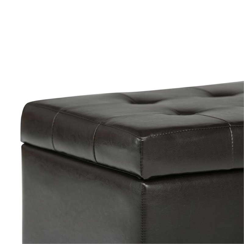 Atlin Designs Faux Leather Storage Bench in Brown