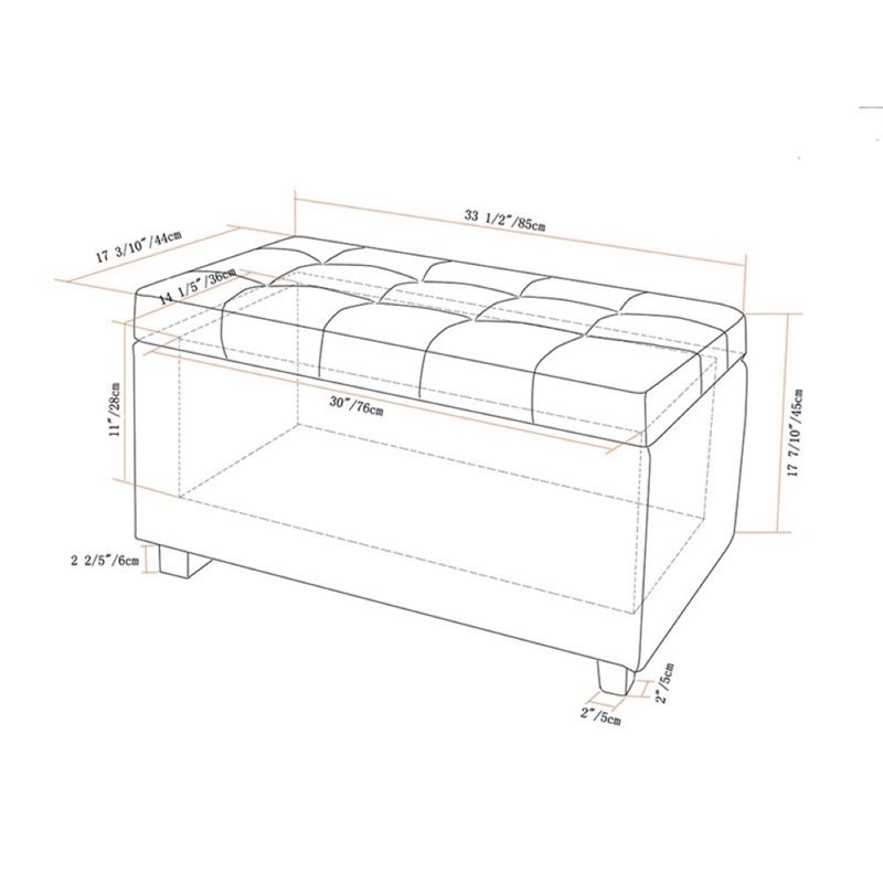 Atlin Designs Faux Leather Storage Bench in Brown
