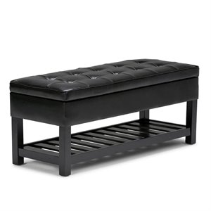 Atlin Designs 18&quot Transitional Faux Leather Ottoman Bench in Black