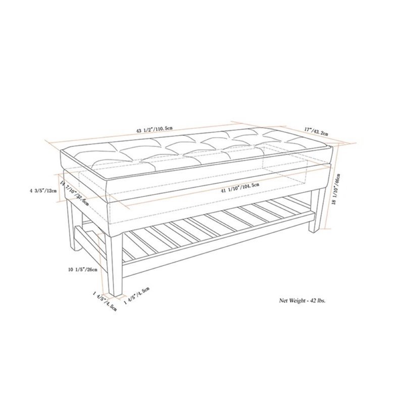 Atlin Designs Faux Leather Storage Bench in Brown