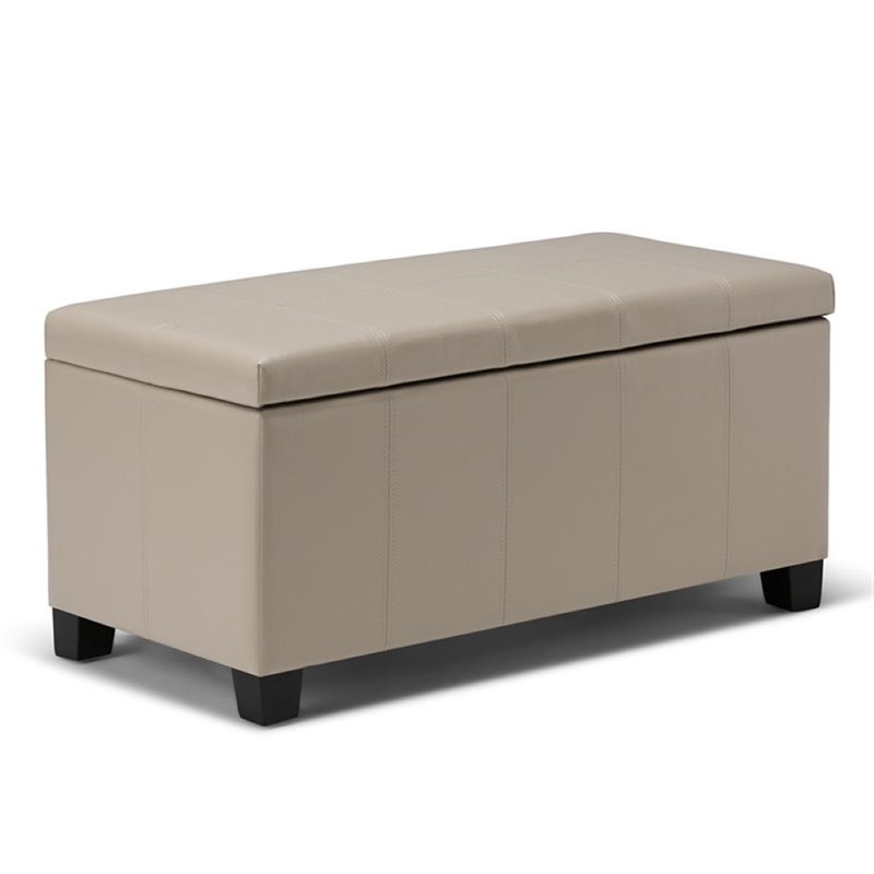 Atlin Designs Faux Leather Storage Bench in Cream