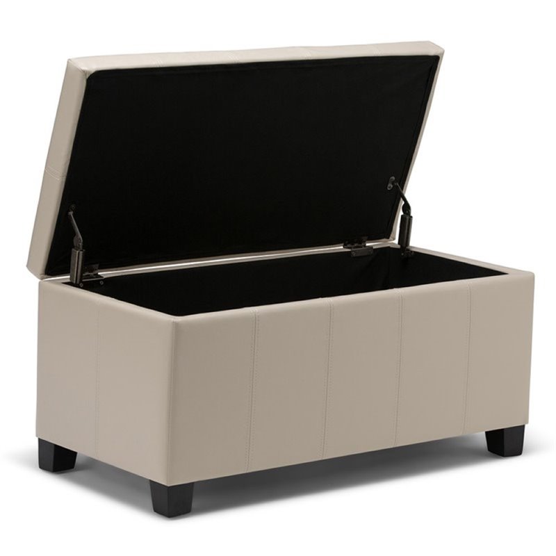 Atlin Designs Faux Leather Storage Bench in Cream