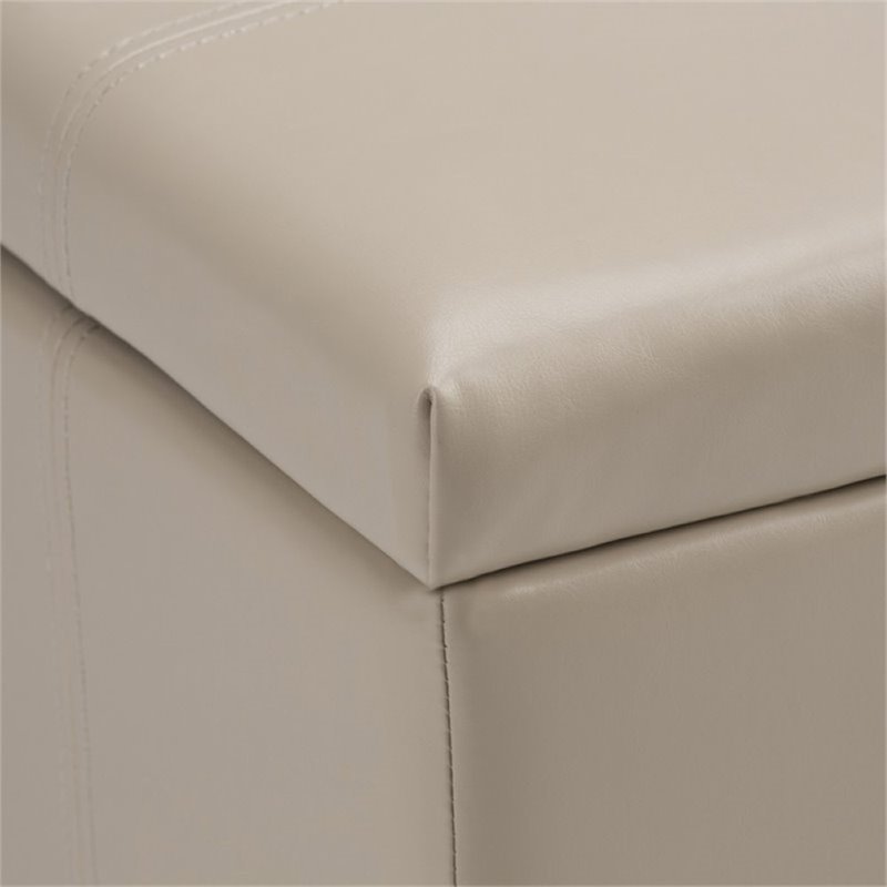 Atlin Designs Faux Leather Storage Bench in Cream