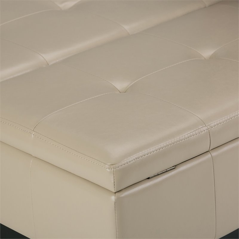 Atlin Designs Faux Leather Coffee Table Storage Ottoman In Cream Ad 1377417