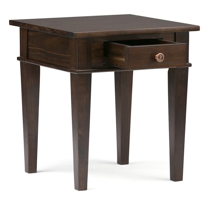 Atlin Designs Square Contemporary Wood End Table in Dark Tobacco Brown