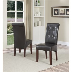 atlin designs faux leather dining chair in brown (set of 2)