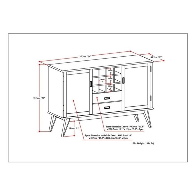 Atlin Designs Sideboard and Wine Rack in Auburn Brown