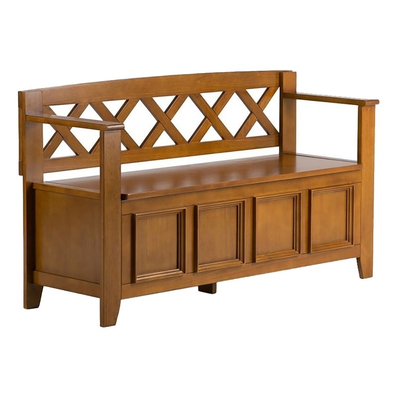 Atlin Designs Transitional Wood Entryway Storage Bench in Avalon Brown