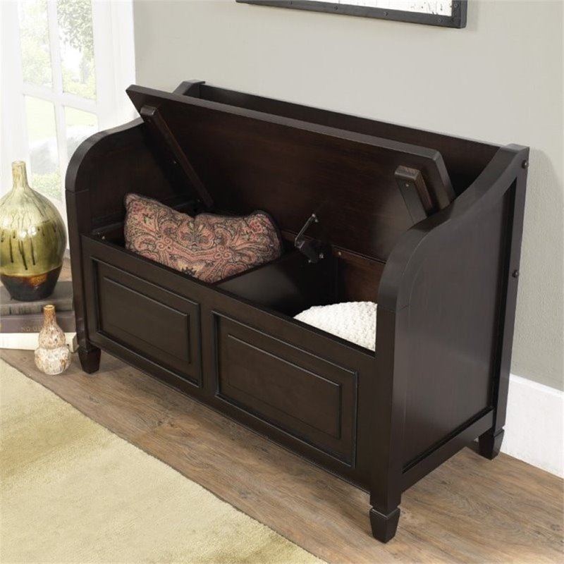 Atlin Designs Traditional Wood Entryway Storage Bench in Chestnut Brown
