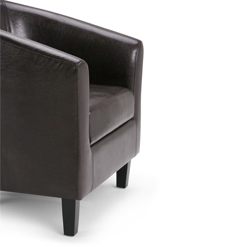 Atlin Designs Faux Leather Tub Chair in Dark Brown