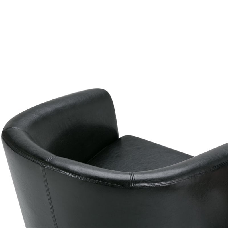 Atlin Designs Modern Faux Leather Upholstered Tub Chair in Black