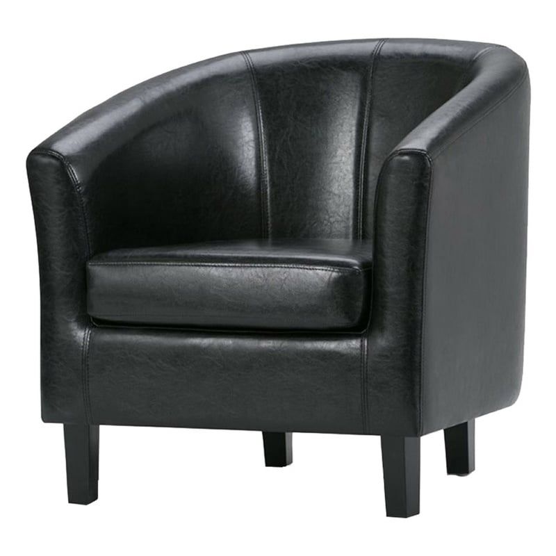 Atlin Designs Modern Faux Leather Upholstered Tub Chair in Black