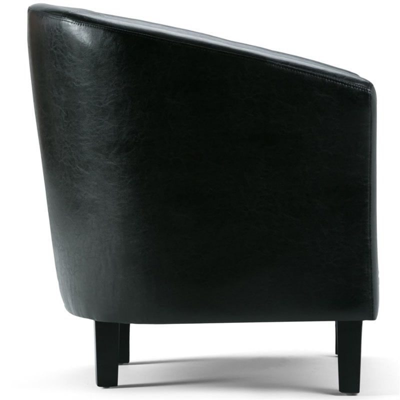 Atlin Designs Modern Faux Leather Upholstered Tub Chair in Black