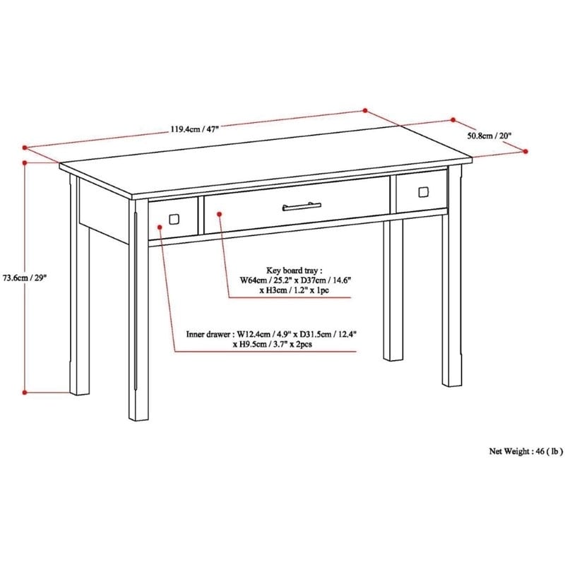 Atlin Designs Contemporary Wood Home Office Desk in Tobacco Brown