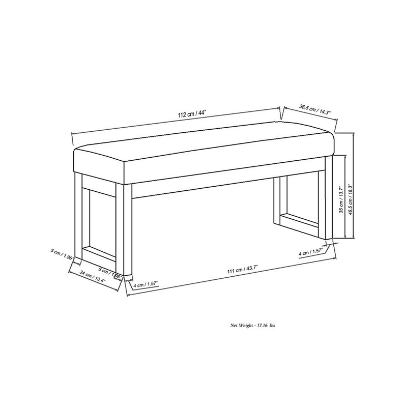 Atlin Designs Large Living Room Bench in Gray