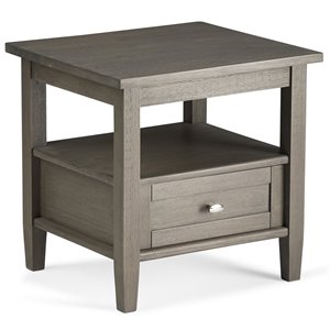 Atlin Designs 1 Drawer and Shelf Wood End Table in Farmhouse Gray