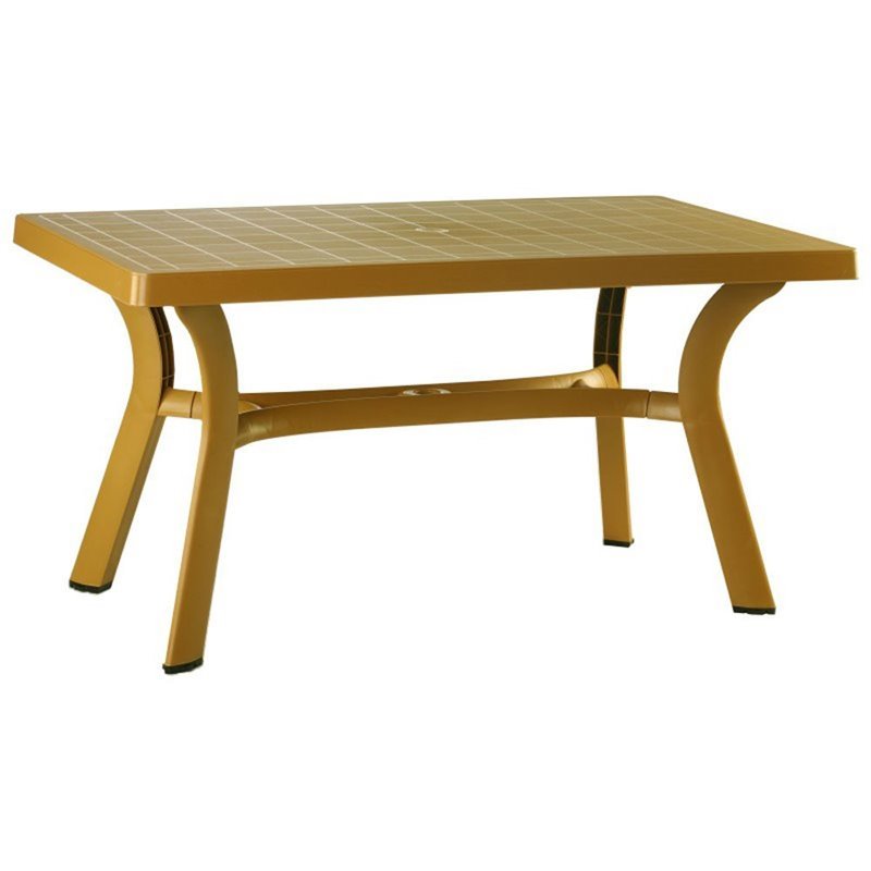 Atlin Designs 55" Resin Patio Dining Table in Teak Brown Cymax Business