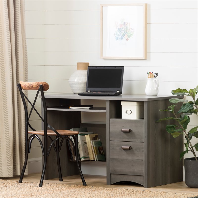 Atlin Designs Laminated Particleboard Gray Maple Computer Desk Rectangular Large Workspace 46
