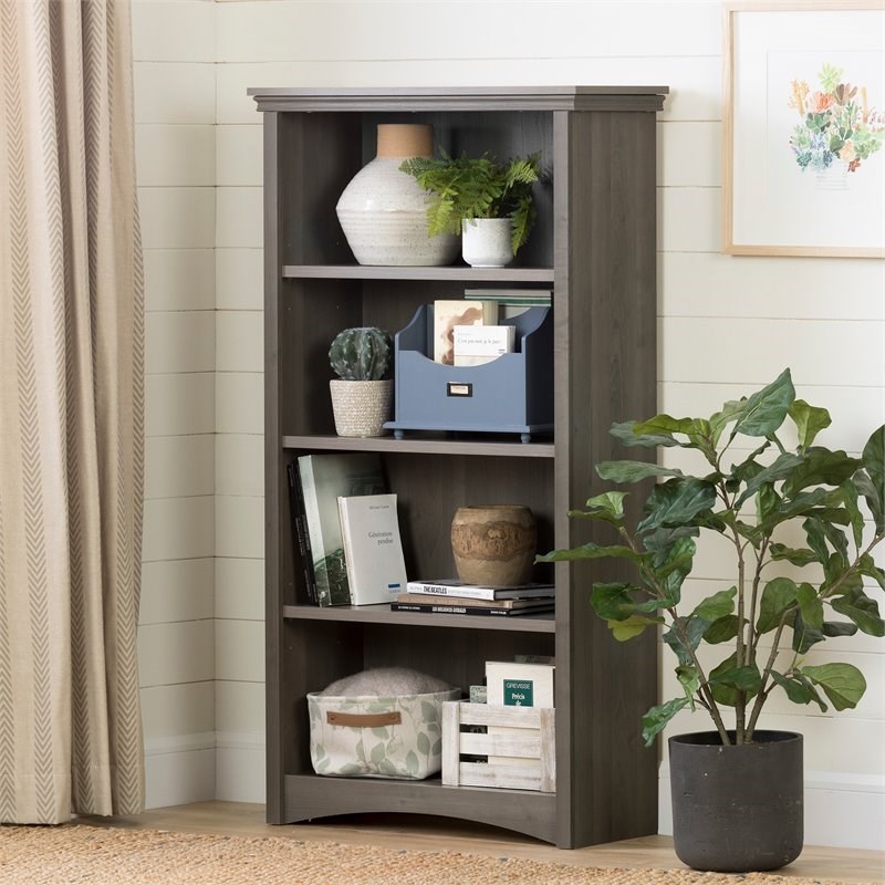 Atlin Designs 4 Shelf Bookcase in Gray Maple