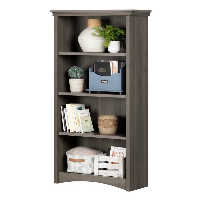 Atlin Designs 4 Shelf Bookcase in Gray Maple