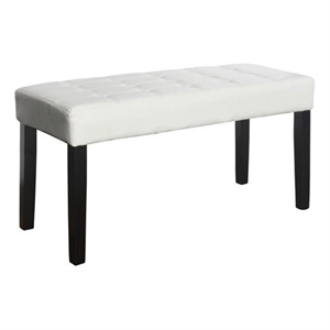 atlin designs faux leather bench in white