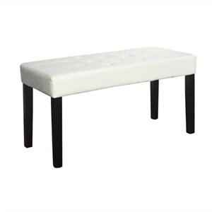 atlin designs tufted faux leather bench in white