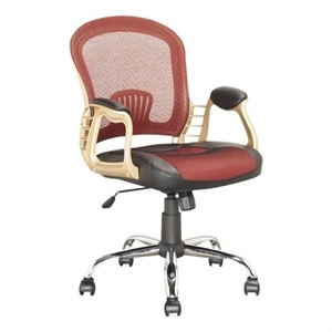atlin designs faux leather swivel office chair in black and red