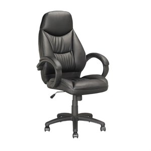 atlin designs faux leather swivel office chair in black