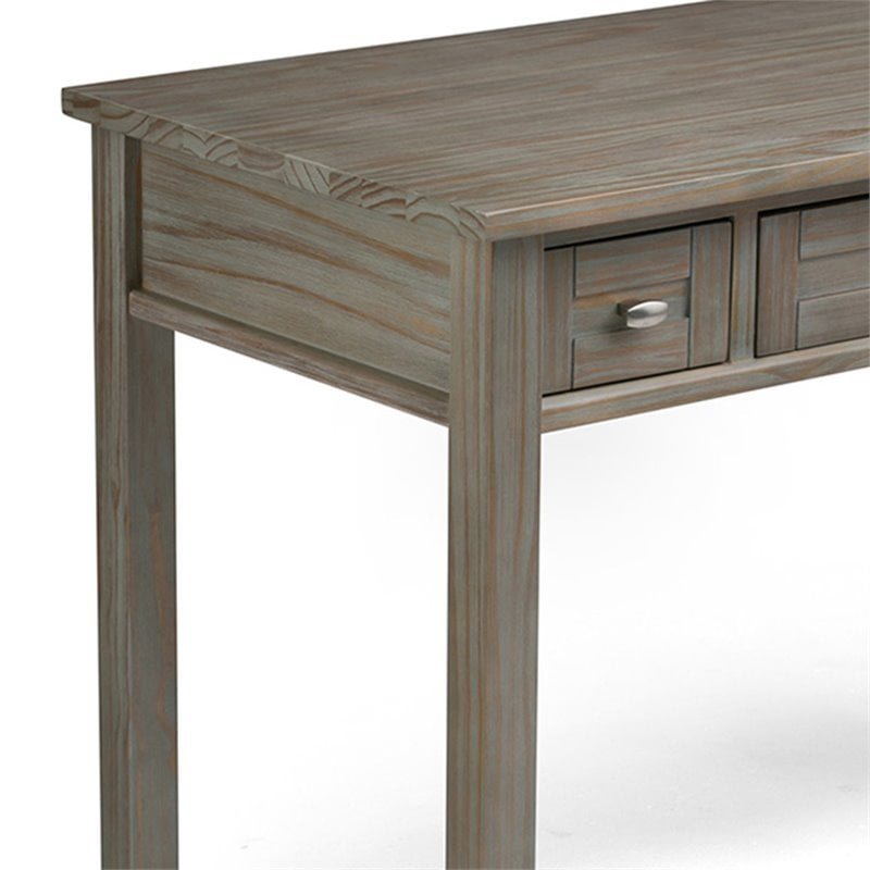 Atlin Designs Solid Wood 2-Drawers Warm Shaker Computer Desk in Distressed Gray