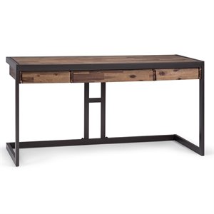 atlin designs solid wood 2-drawers computer desk in rustic natural aged brown