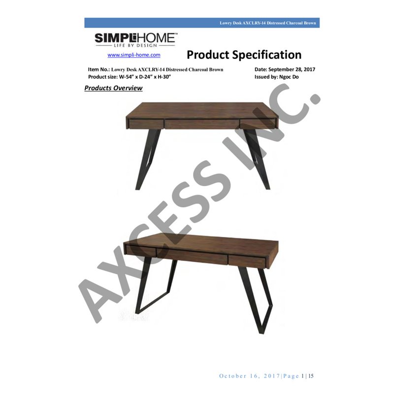 Atlin Designs Solid Wood 2-Drawers Desk in Rustic Natural Aged Brown