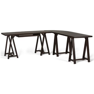 atlin designs solid wood l-shaped computer desk in dark chestnut brown